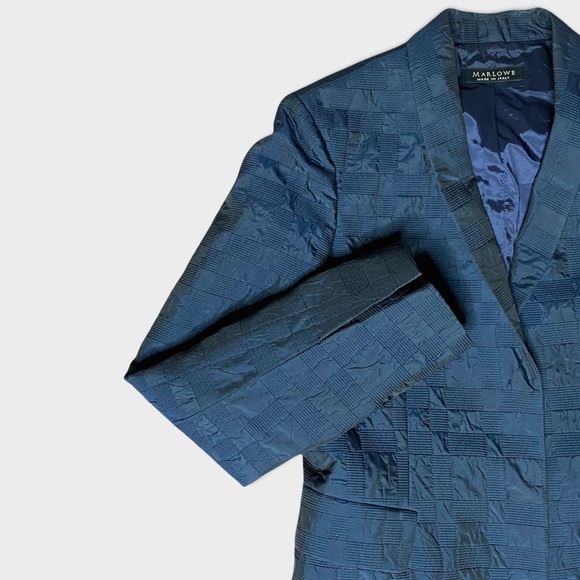 Marlowe Metallic Navy Blue Lined Suit Blazer Sz S - Picture 13 of 16